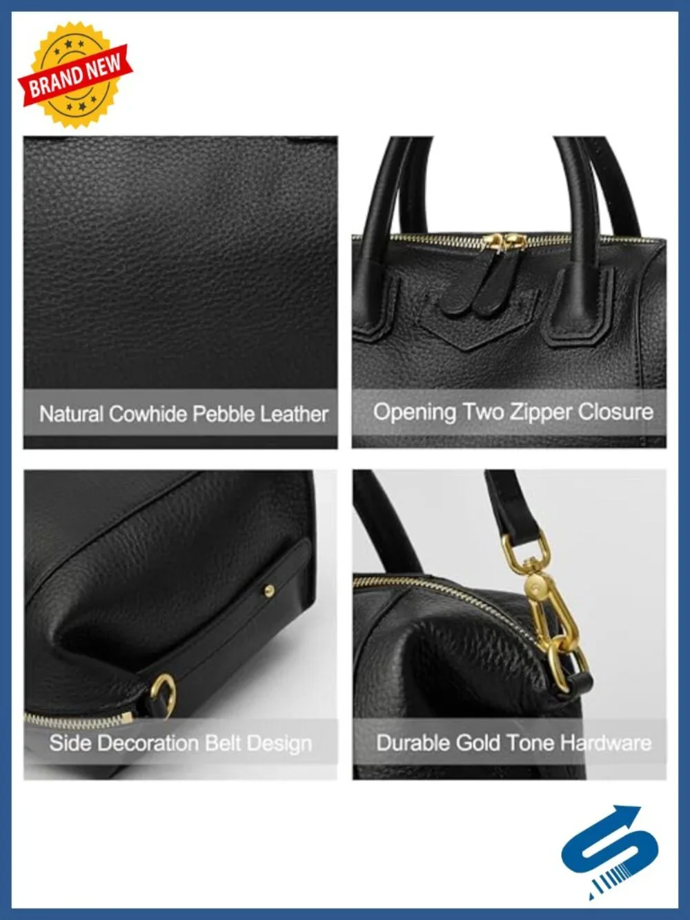 Genuine Leather Satchel Purse Top Handle Tote Bag Crossbody